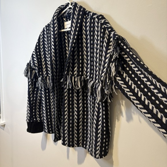 Cupcakes And Cashmere Sweater Knit Jacket Womens S Woven Fringe Tweed Boho Open - Picture 3 of 8